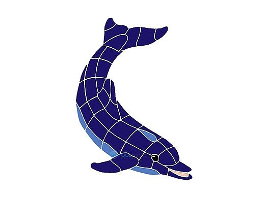 Artistry In Mosaics Dolphin Classic Downward Mosaic | Small - 22" x 16" | DOLBLUDS