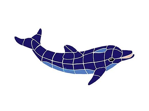 Artistry In Mosaics Dolphin Classic No Curve Mosaic | Small - 11" x 24" | DOLBLUNS
