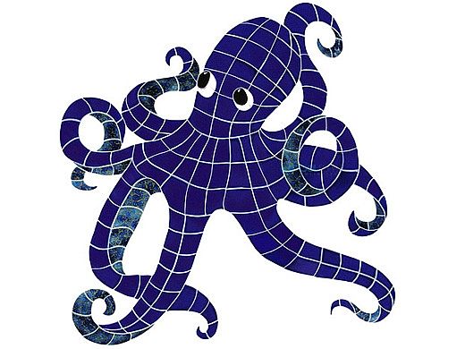 Artistry In Mosaics Octopus Mosaic | Large - 34 in x 38 in | OCTBLUOL