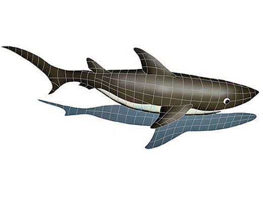 Artistry In Mosaics Shark with Shadow Mosaic | 24" x 61" | SSHGRARL