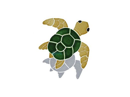 Artistry In Mosaics Turtle Classic Topview Natural with Shadow Mosaic | Baby - 8" x 9" | TSHNATTB