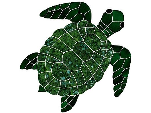 Artistry In Mosaics Turtle Classic Topview Green Mosaic | Large - 21" x 21" | TURGRETL