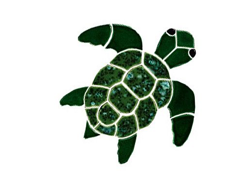 Artistry In Mosaics Turtle Classic Topview Green Mosaic | Small - 9" x 9" | TURGRETS