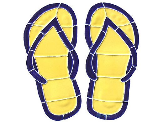 Artistry In Mosaics Flip Flops Blue Mosaic | 10" x 10" | FFLYELOS