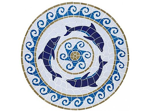 Artistry In Mosaics Dolphin Medallion Mosaic | 36" x 36" | MDOMCOOL