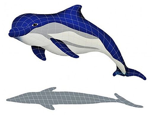 Artistry In Mosaics Bottlenose Dolphin UpWard with Shadow Mosaic | 23" x 53" | BDSBLUUL