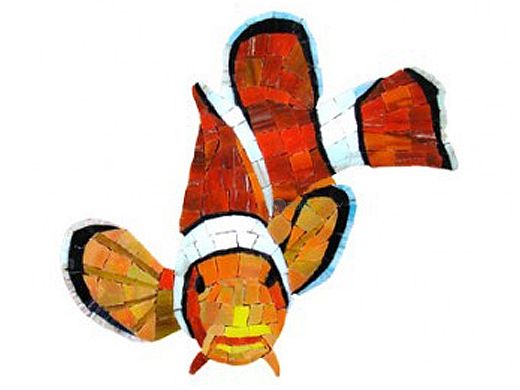 Artistry In Mosaics Clown Fish Glass Mosaic | 9" x 18" | G-CFS