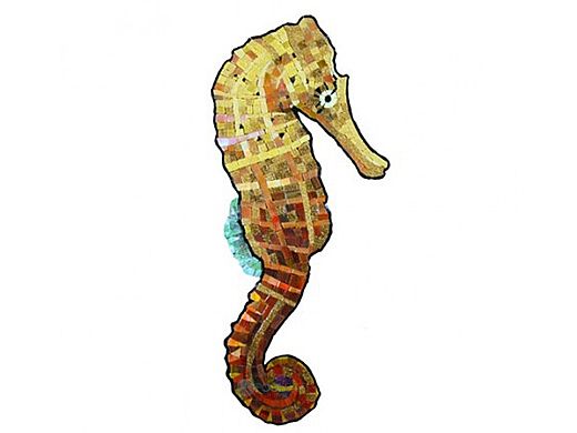 Artistry In Mosaics Seahorse Glass Mosaic | 22" x 9" | G-SHM