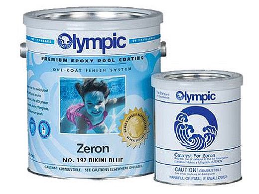 Olympic Zeron Epoxy Pool Paint Kit | Paint + Catalyst 1-Gallon | Bikini Blue | 392 G