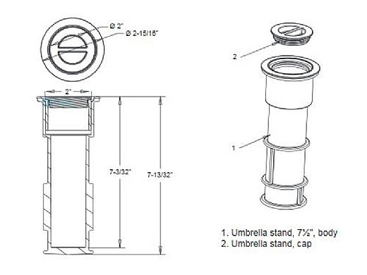 AquaStar 7-1/2" Umbrella Stands with Sleeve and Center Cap | Tan | US108