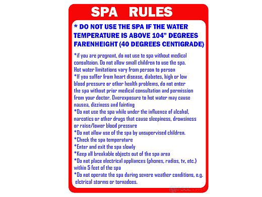Texas Rules Spa Sign 18inches x 24inches | SW-1824TX
