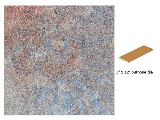 National Pool Tile Raku 3x12 Single Bullnose Pool Tile | Ocean Blue | RUOCEAN SBN