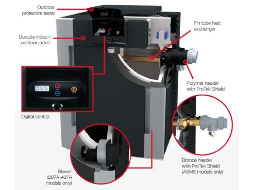 Raypak Digital Low NOx ASME Natural Gas Commercial Swimming Pool Heater |  399k BTU Cupro Nickel Heat Exchanger | Altitude 0-5000 Ft | C-R407A-EN-X  010230 | B-R407A-EN-X #26 017712