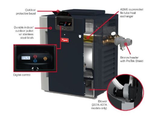 Raypak Digital ASME Natural Gas Commercial Swimming Pool Heater | 399k BTU  | Altitude 0-1999 Ft | C-R406A-EN-C 009271 | B-R406A-EN-C #50 017374
