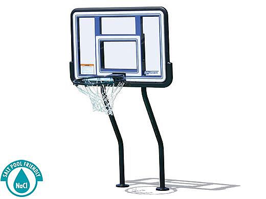 SR Smith Salt Pool Friendly Basketball Game without Anchors | Vinyl Coated Dual-Post | S-BASK-441