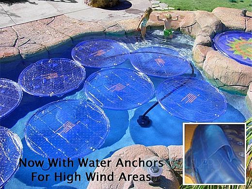3 Pack Blue Solar Sun Rings® Swimming Pool Heater Cover Blanket SSRA-101 Anchors 
