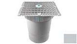 AquaStar 12"x12" Square Wave Grate  & Vented Riser Ring with Double Deep Sump Bucket with 6" Socket (VGB Series) | Light Gray | WAV12WR103F